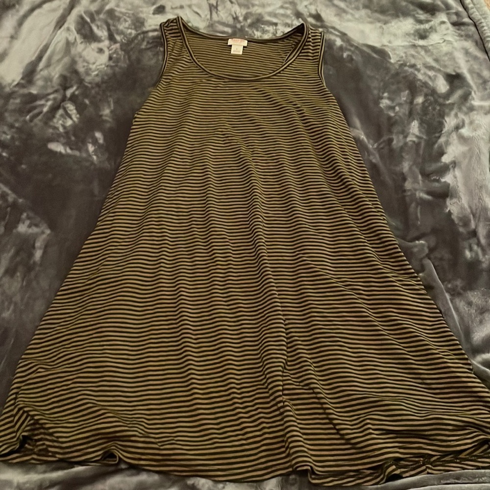 Green & black striped swing dress